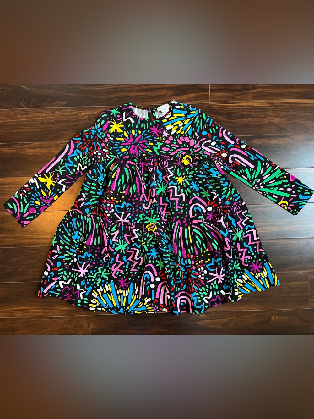 Stella McCartney Kids Fireworks Printed Tiered Dress, Girls 8, NWOT